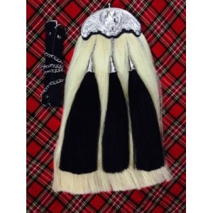 White Original Long Horse Hair Sporran With 3 Black tassel. White Horse Hair Body. White Original Long Horse Hair Sporran With 3 Black tassel. White Horse Hair Body.